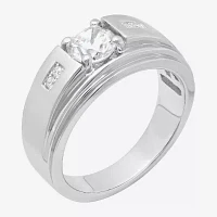 Mens Sterling Silver Cubic Zirconia Ring