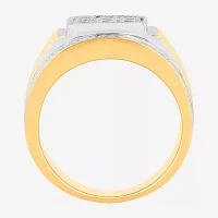 Mens 14K Gold Over Silver Cubic Zirconia Ring