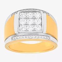 Mens 14K Gold Over Silver Cubic Zirconia Ring