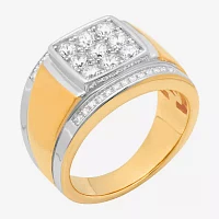 Mens 14K Gold Over Silver Cubic Zirconia Ring