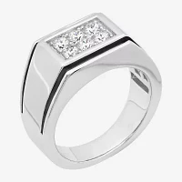 Mens Cubic Zirconia-Accent Ring Sterling Silver