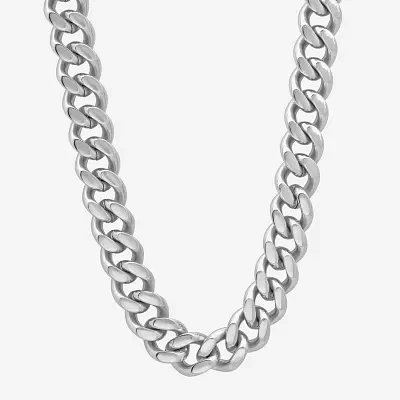 Mens Stainless Steel 24" 9mm Flat Curb Chain Necklace