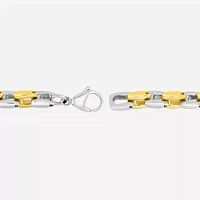 Men's Square Link Bracelet in Two-Tone Steel