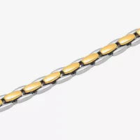 Men's Square Link Bracelet in Two-Tone Steel