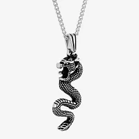 Mens Two-Tone Stainless Steel Dragon Pendant Necklace