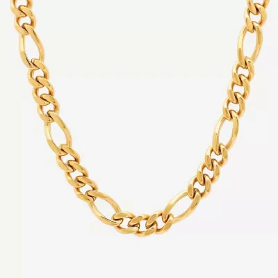 Mens Yellow Stainless Steel Figaro Chain