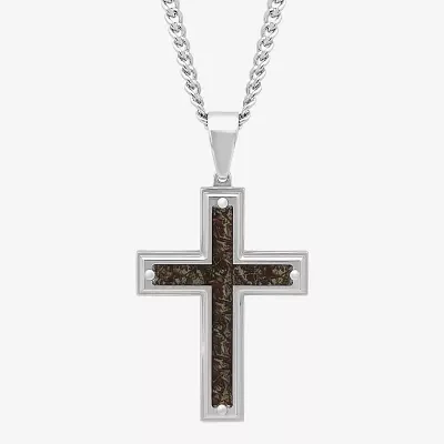 Mens Stainless Steel Cross Pendant Necklace