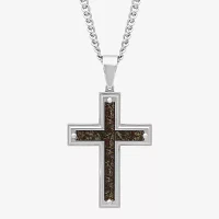 Mens Stainless Steel Cross Pendant Necklace