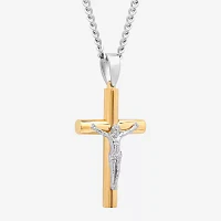 Mens Stainless Steel Crucifix Cross Pendant Necklace