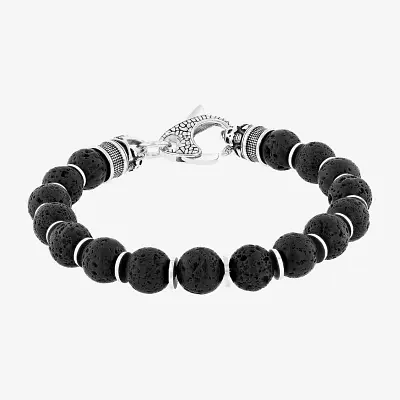 Mens Lava Bead Beaded Bracelet