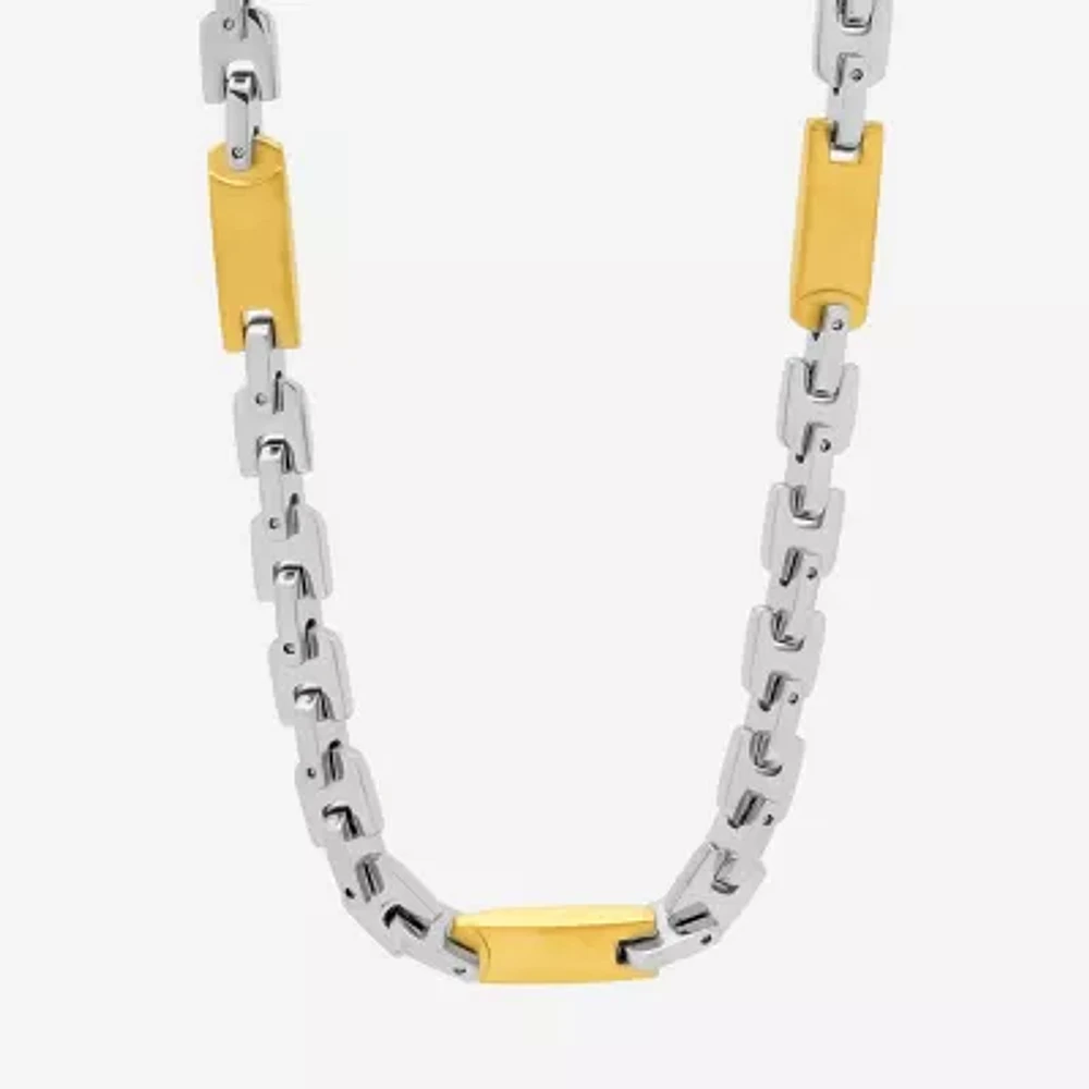 Mens Two-Tone Stainless Steel Link Necklace