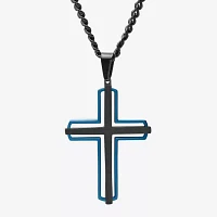 Mens Stainless Steel Cross Pendant Necklace