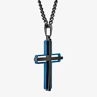 Mens Stainless Steel Cross Pendant Necklace