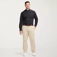 IZOD Performance Comfort Big and Tall Mens Classic Fit Long Sleeve Gingham Button-Down Shirt