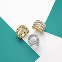 Effy  Womens 2 CT. T.W. Natural White Diamond 14K Gold Cushion Halo Cocktail Ring