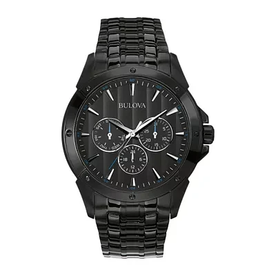 Bulova Classic Mens Multi-Function Black Stainless Steel Bracelet Watch 98c121