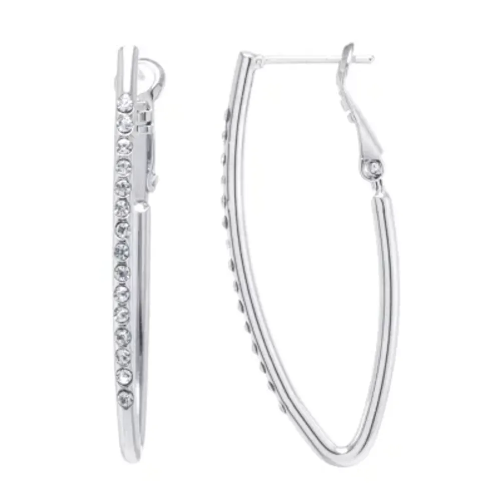 Sparkle Allure Crystal Pure Silver Over Brass Hoop Earrings