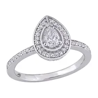 Womens / CT. T.W. Natural White Diamond 14K Gold Pear Halo Engagement Ring