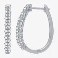 (H-I / I1) 1/2 CT. T.W. Lab Grown Diamond 10K White Gold 21.7mm Hoop Earrings