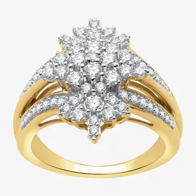 (H-I / I1) Womens 1 CT. T.W. Lab Grown Diamond 10K Gold Cocktail Ring