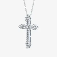 H-I / I1) Womens 1/ CT. T.W. Lab Grown White Diamond 10K Gold Cross Pendant Necklace