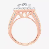 (I / Si1-Si2) Womens 3 CT. T.W. Lab Grown White Diamond 10K Gold Oval Side Stone Halo Engagement Ring