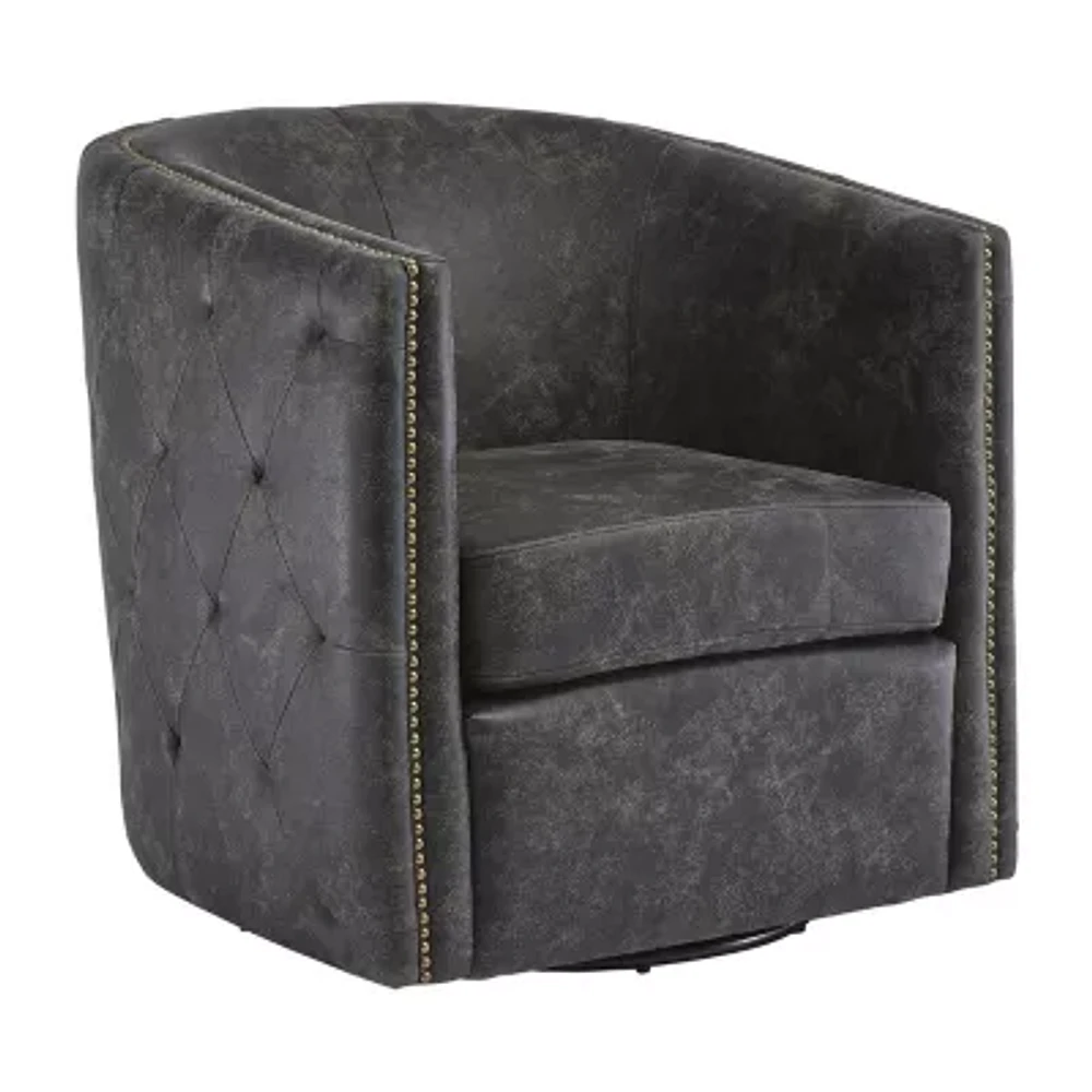 Signature Design by Ashley Brentlow  Living Room Collection Tufted Swivel Barrel Chair