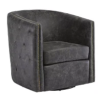 Signature Design by Ashley Brentlow  Living Room Collection Tufted Swivel Barrel Chair