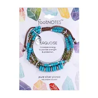 Footnotes Simulated Turquoise Pure Silver Over Brass 8 Inch Bead Beaded Bracelet