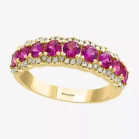 Effy Womens 1/4 CT. T.W. Diamond & Genuine Red Ruby 14K Gold Band