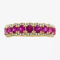 Effy Womens 1/4 CT. T.W. Diamond & Genuine Red Ruby 14K Gold Band