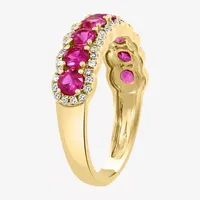 Effy Womens 1/4 CT. T.W. Diamond & Genuine Red Ruby 14K Gold Band