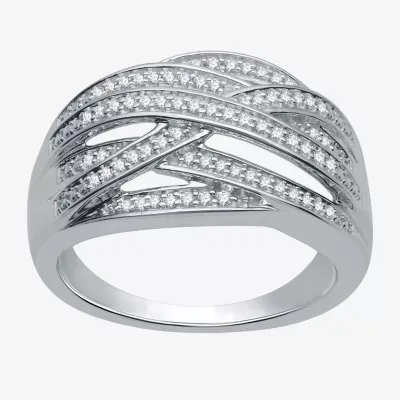 H-I / I1) 1/ CT. T.W. Lab Grown Diamond Sterling Silver Crossover Band