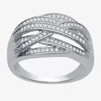 H-I / I1) 1/ CT. T.W. Lab Grown Diamond Sterling Silver Crossover Band