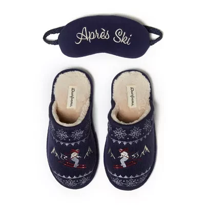 Dearfoams Novelty Knit Scuff With Eyemask Womens Slip-On Slippers