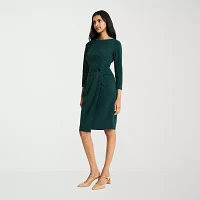 London Style Womens 3/4 Sleeve Sheath Dress