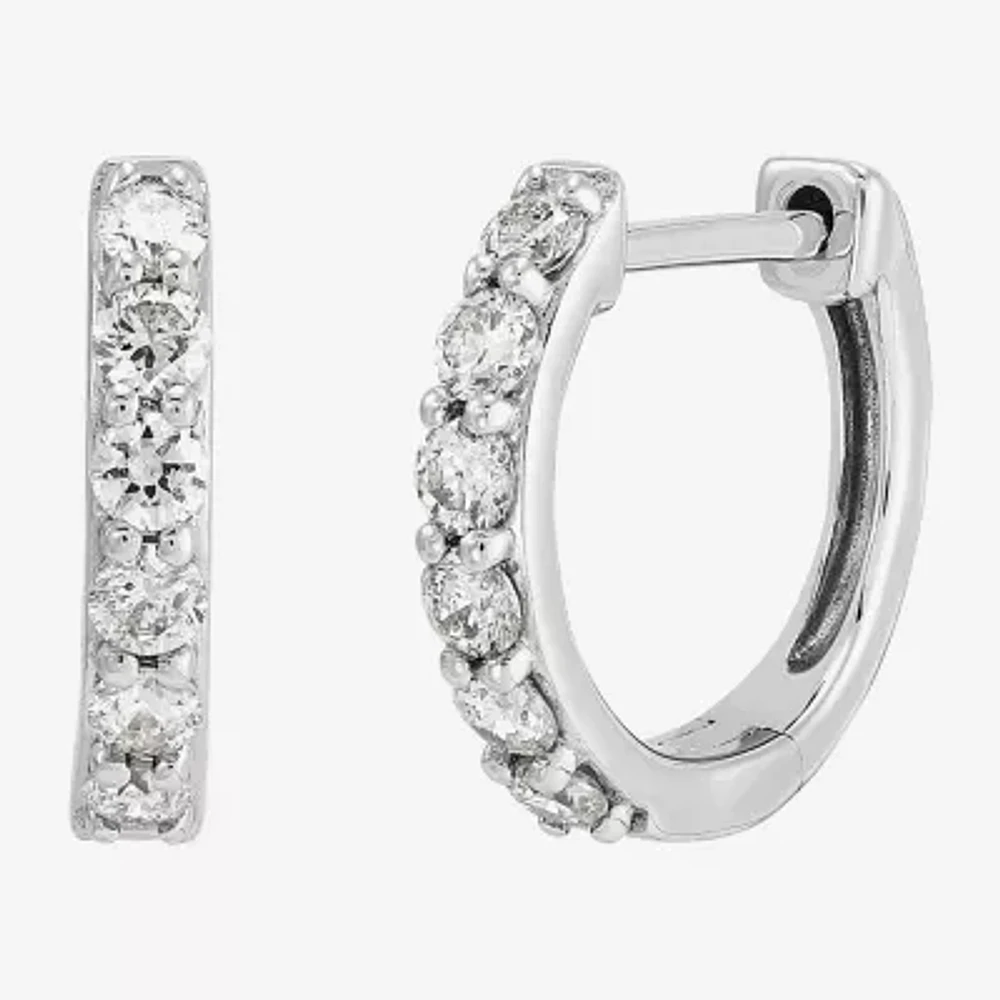 1/4 CT. T.W. Natural White Diamond 10K White Gold 9.5mm Hoop Earrings