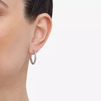 Diamond Accent Natural White Diamond Sterling Silver 23.9mm Hoop Earrings