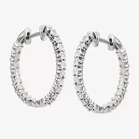 Diamond Accent Natural White Diamond Sterling Silver 23.9mm Hoop Earrings