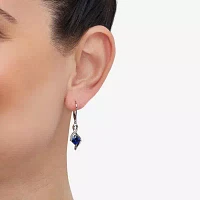 Lab Created Blue Sapphire Sterling Silver Drop Earrings