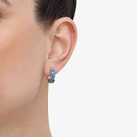 Genuine Blue Topaz Sterling Silver Hoop Earrings