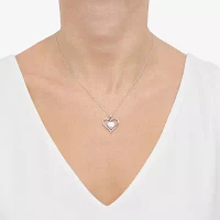 Womens Diamond Accent Lab Created White Opal Sterling Silver Heart Pendant Necklace