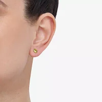 Genuine Green Peridot 10K Gold 6mm Round Stud Earrings