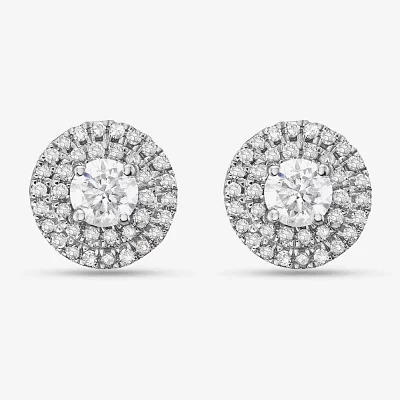 1 CT. T.W. Natural White Diamond 14K White Gold 9.7mm Round Stud Earrings