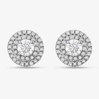 1 CT. T.W. Natural White Diamond 14K White Gold 9.7mm Round Stud Earrings