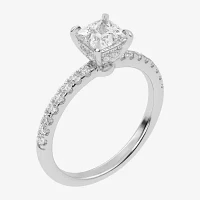 (G-H /  Si1-Si2) Womens 1 CT. T.W. Lab Grown White Diamond 10K Gold Side Stone Engagement Ring