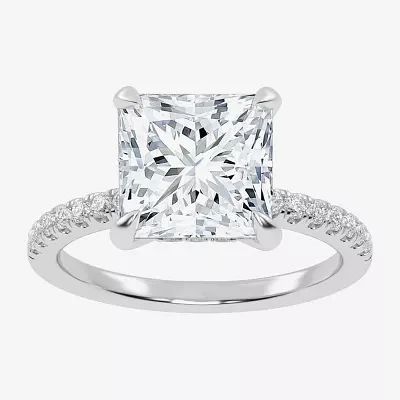 (G-H / Si1-Si2) Womens 2 1/4 CT. T.W. Lab Grown White Diamond 14K Gold Side Stone Engagement Ring