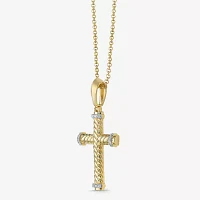 Mens 1/5 CT. T.W. Natural White Diamond Sterling Silver Cross Pendant Necklace