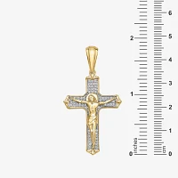 Womens 1/4 CT. T.W. Natural White Diamond Sterling Silver Cross Pendant Necklace