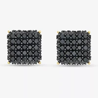 1 3/4 CT. T.W. Natural Black Diamond 14K Gold Over Silver Sterling Silver 8mm Square Stud Earrings